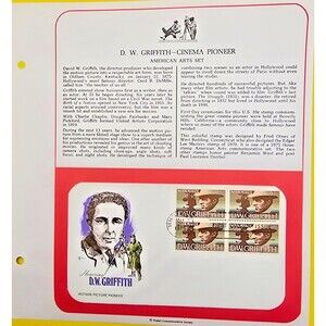1975 D. W. Griffith Cinema Pioneer America Art Set 1975 FDC Motion Picture
